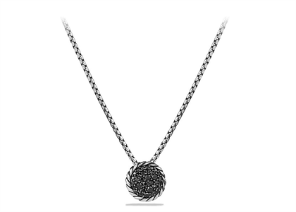 Black Gold Plated Black CZ Studded Twist Round Pendant,